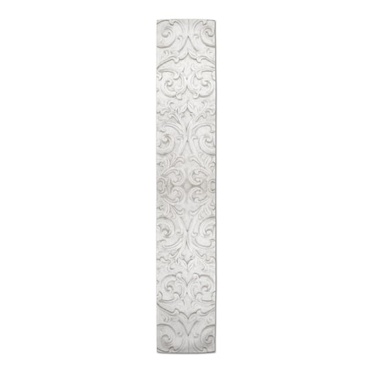 72" White Ornate Carved Pattern Cotton Twill Table Runner